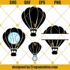 Hot Air Balloon SVG, Aerial Balloon SVG, Hot Air Balloon Silhouette SVG, Gondola SVG, Hot Air Balloon Cut File Vector