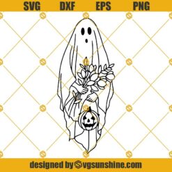 Floral Ghost SVG, Ghost SVG, Ghost Pumpkin SVG, Ghost Silhouette, Ghost Vector, Halloween SVG
