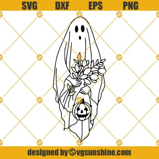 Floral Ghost SVG, Ghost SVG, Ghost Pumpkin SVG