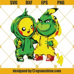 Baby Grinch And Baby Pikachu Cosplay SVG, Grinch SVG, Pikachu SVG PNG DXF EPS