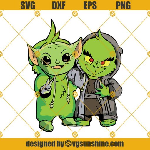 Baby Grinch And Baby Yoda SVG, Grinch SVG, Baby Yoda SVG PNG DXF EPS Vector Clipart