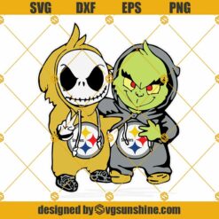 Baby Jack Skellington And Grinch Steelers SVG, Pittsburgh Steelers SVG PNG DXF EPS Cut Files For Cricut Silhouette