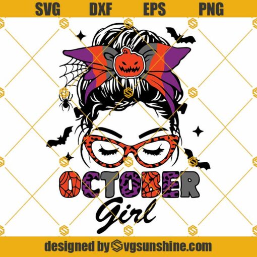 October Girl SVG, Messy Bun Hair SVG, Messy Bun Clipart PNG DXF EPS