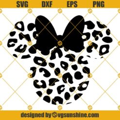 Black Minnie Mouse Head And Ears SVG, Silhouette Minnie Mouse Leopard Skin Pattern SVG PNG DXF EPS