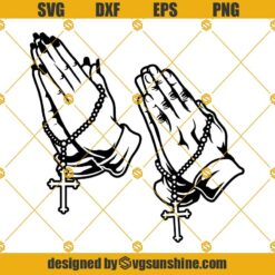 Hand Praying With Rosary SVG PNG DXF EPS