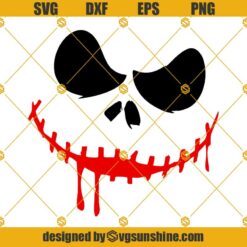 Jack Skellington Face SVG, Smiling Jack SVG, Nightmare SVG, Halloween SVG Cricut Silhouette
