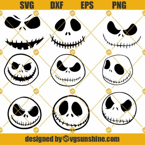 The Nightmare Before Christmas SVG Bundle, Halloween SVG, Jack Skellington Face SVG