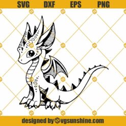 Cute Dragon SVG, Cute Baby Dragon Silhouette, Dragon DXF EPS PNG SVG Vector, Fantazy Animals Cricut Cameo
