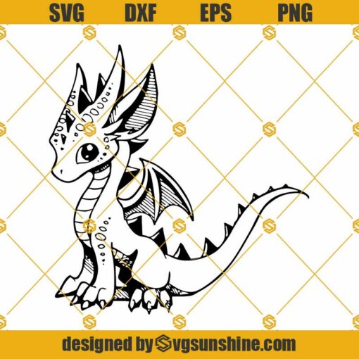 Cute Dragon SVG, Cute Baby Dragon Silhouette