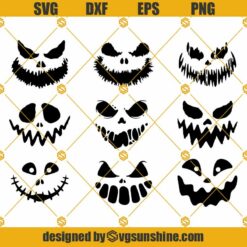 Face Ghost Halloween SVG Bundle, Scary Ghost Horror Face  SVG