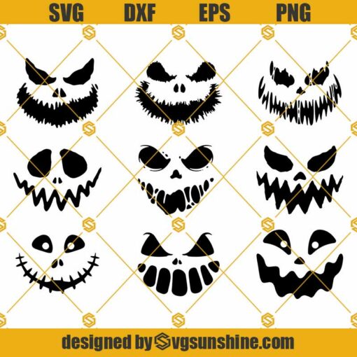 Face Ghost Halloween SVG Bundle, Scary Ghost Horror Face SVG