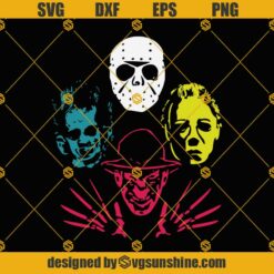 Chucky SVG Jason SVG Leatherface SVG Freddy Krueger SVG, Horror Movie Characters With Knives SVG