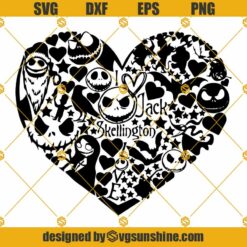 Nightmare Before Christmas Jack Heart Love SVG, Jack Skellington SVG PNG DXF EPS Cricut Silhouette