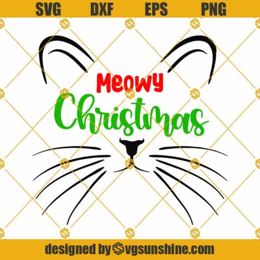 Meowy Christmas SVG File, Cat Christmas SVG