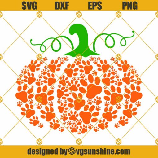 Pumpkin Paw Prints Dog Halloween SVG PNG DXF EPS Cricut