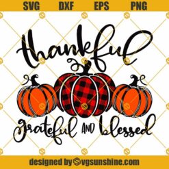 Thankful Grateful Blessed SVG, Thanksgiving SVG, Buffalo Plaid SVG, Fall SVG, Pumpkin SVG, Cricut