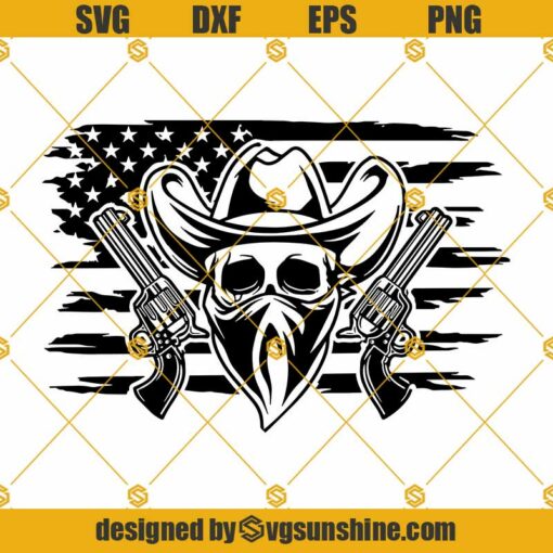 US Cowboy Skeleton With Gun SVG, Cowboy Skull SVG, Cowboy SVG