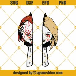 Chucky And Tiffany SVG, Chucky SVG, Horror Movie Characters In Knives SVG