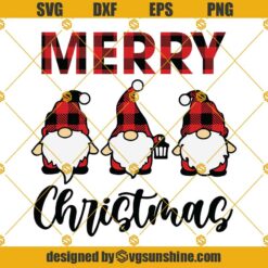 Merry Christmas Gnomes SVG, Winter Gnome Buffalo Plaid SVG