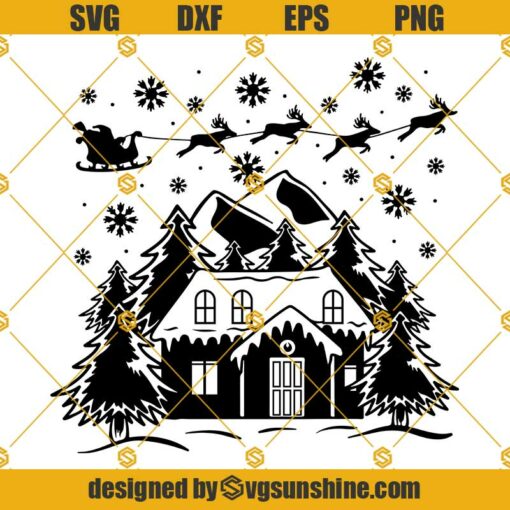 Merry Christmas SVG, Christmas Village SVG, Christmas Scene SVG, Santa Christmas SVG