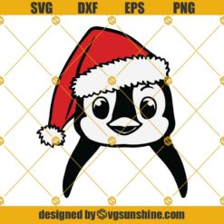 Penguin Santa Hat SVG, Penguin With Christmas Hat SVG, Christmas SVG