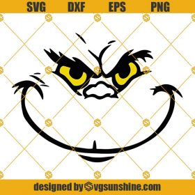 Grinch Face SVG PNG DXF EPS Cricut, Silhouette