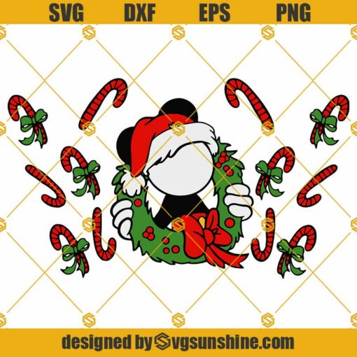 Mickey Mouse Christmas Starbucks Cold Cup SVG, Disney Christmas SVG, Candy Cane SVG, Red Bow SVG