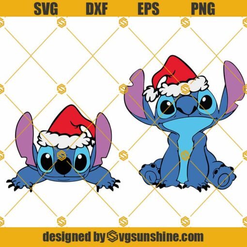 Stitch Christmas Santa Hat SVG, Stitch Christmas SVG, Stitch SVG, Lilo And Stitch SVG Bundle