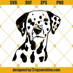 Dalmatian Dog Head Silhouette SVG, Cutting Files ClipArt Cricut, Firefighter Black Dog Dalmations Spots Puppy Breed 1689S SVG