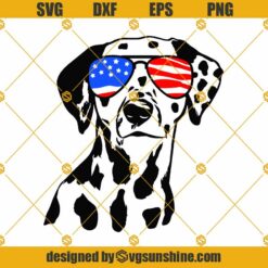 Dalmatian Dog USA Flag Glasses SVG, 4th Of July SVG, Black Dog Dalmations Spots SVG