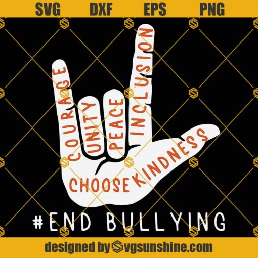 Unity Day Orange Kids 2021 SVG, Anti Bullying Love Sign Language SVG, Funny Hand SVG