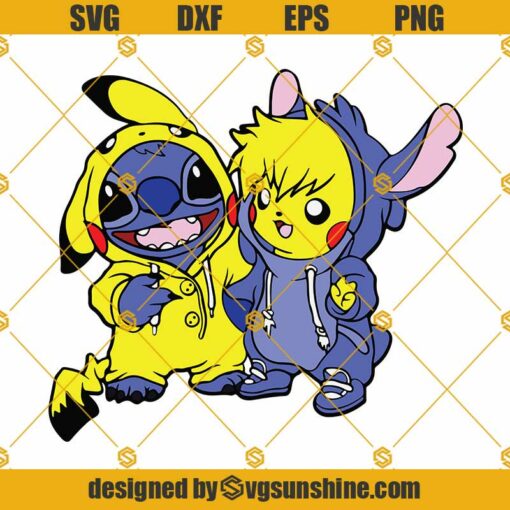Baby Pikachu And Stitch SVG