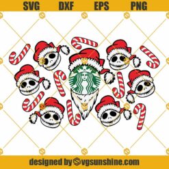 Jack Skellington Oogie Boogie Starbucks Cup SVG, Nightmare Before Christmas Starbucks Cup SVG, Jack Skellington Santa SVG, Oogie Boogie Santa Hat SVG