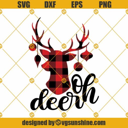 Oh Deer SVG, Oh Deer Buffalo Plaid SVG, Oh Deer Christmas Is Here SVG, Christmas Shirt SVG