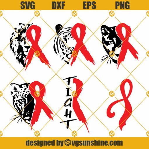 Red Ribbon Week SVG, Heart Disease Awareness Ribbon Support Red Ribbon SVG Bundle