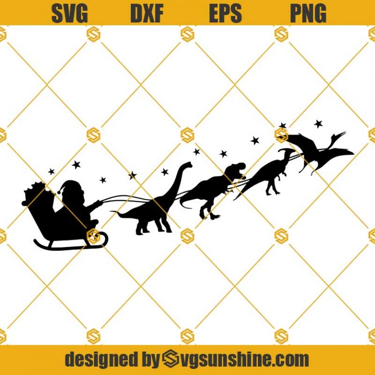 Dinosaur Sleigh SVG, Christmas SVG, Santa SVG, Christmas Dinosaur