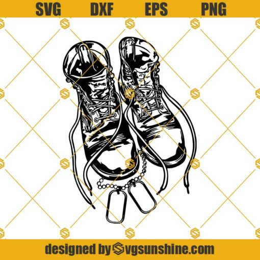 Army Boots And Dog Tags SVG, Boots SVG, Military Boots SVG, Army Boots SVG