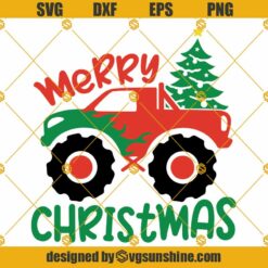 Merry Christmas Truck SVG, Monster Truck SVG, Christmas Tree SVG, Merry Christmas SVG, Boys Christmas SVG, Kids Christmas Shirt SVG File