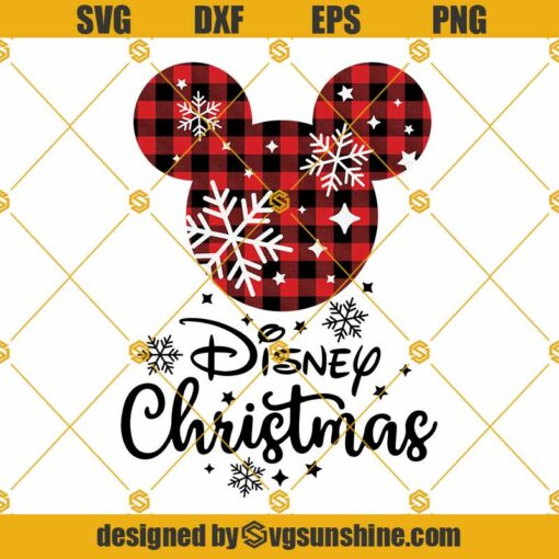 Disney Mickey Head Christmas Buffalo Plaid SVG PNG DXF EPS Cut Files For Cricut Silhouette