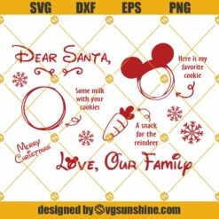Dear Santa Merry Christmas Placemat Tray SVG, Disney Christmas Placemat SVG, Milk and Cookies Santa Placemat tray inspired by Disney SVG