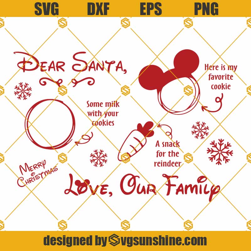 Dear Santa Merry Christmas Placemat Tray SVG, Disney Christmas Placemat