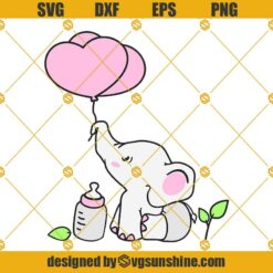 Baby Elephant SVG, Cute Elephant SVG, Elephant SVG, Baby Girl SVG, Nursery SVG