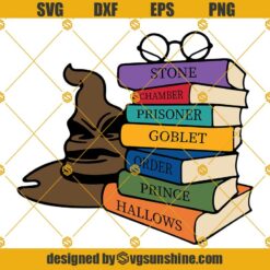 Harry Potter Books SVG, Book Nerd SVG PNG DXF EPS Cut Files For Cricut Silhouette