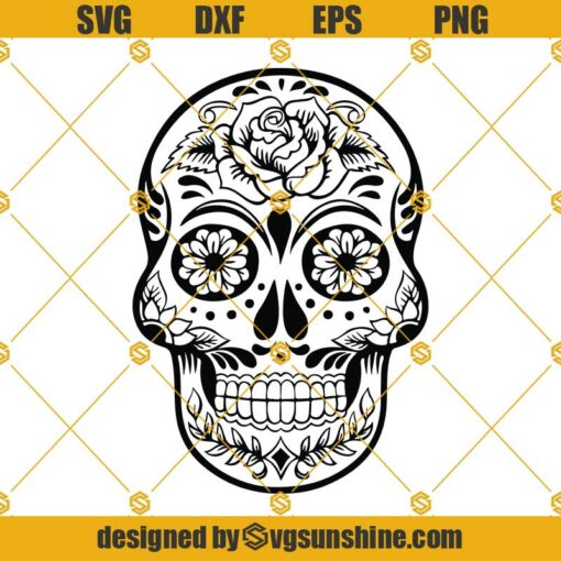 Sugar Skull SVG, Skulls Sugar Calavera Day Of The Dead SVG PNG DXF EPS Cricut, Silhouette