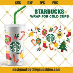 Christmas Ornaments Starbucks Cup SVG, Christmas Starbucks Svg, Winter Starbucks Cups Wrap For Cricut Svg