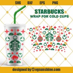Mickey Minnie Christmas Full Wrap Starbucks Cup Svg, Christmas Starbucks Wrap Svg, Disney Starbucks Cold Cup Svg