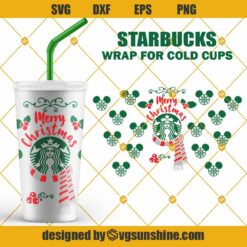 Full Wrap Mickey Head Christmas Starbucks Cup SVG, Christmas Starbucks Wrap Svg, Disney Starbucks Cold Cup Svg