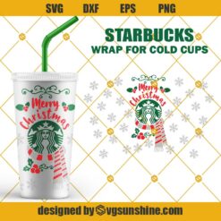 Full Wrap Merry Christmas Starbucks Cup SVG, Snowflake Starbucks Cup SVG, Starbucks Tumbler SVG