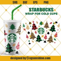 Christmas Tree Starbucks Cup SVG, Christmas Starbucks Cup Svg, Winter Starbucks Cups Wrap For Cricut