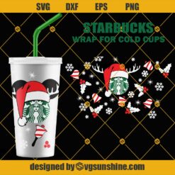 Christmas Santa Hat Full Wrap Starbucks Cup SVG, Christmas Full Wrap SVG for Starbucks Venti cold Cup SVG PNG DXF EPS Cricut Silhouette